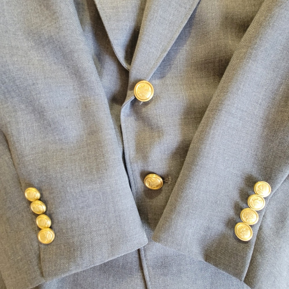 Wentworth Blazer Mens 48R Grey Gold Crest Buttons 2-Button Sport Coat Classic - Picture 5 of 16